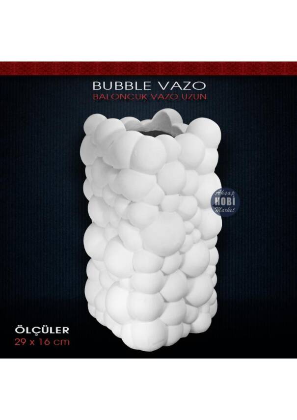 Bubble Vazo Uzun Ham Polyester (29x16cm ) Baloncuk Vazo - 1