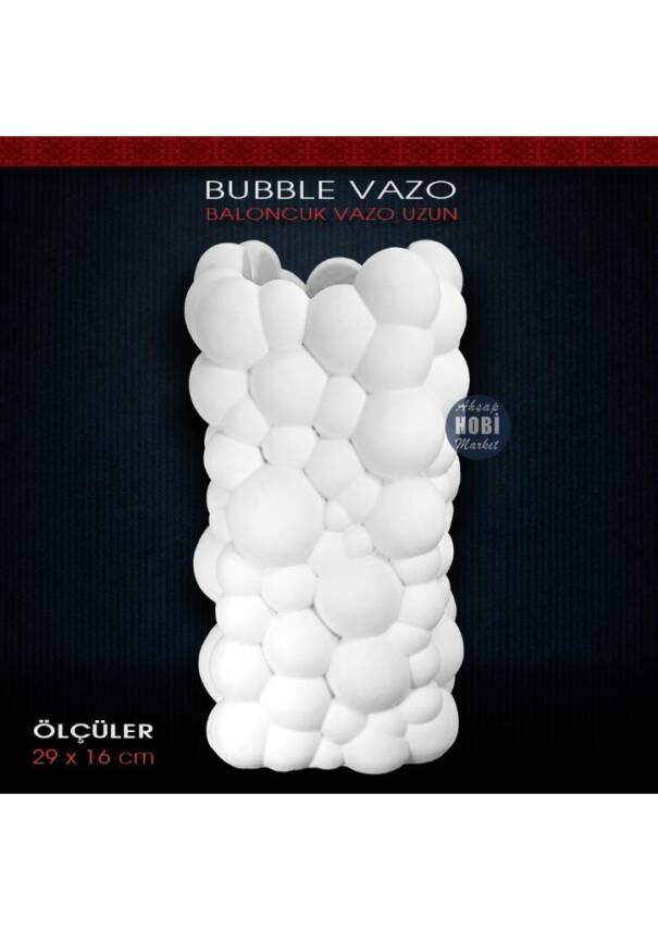 Bubble Vazo Uzun Ham Polyester (29x16cm ) Baloncuk Vazo - 2