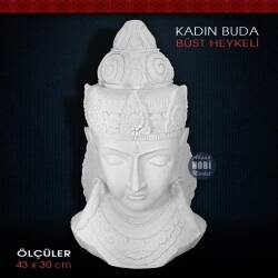 Buda Kadın Büst Heykeli (43x30cm) Ham Polyester - Tual Hobi Sanat