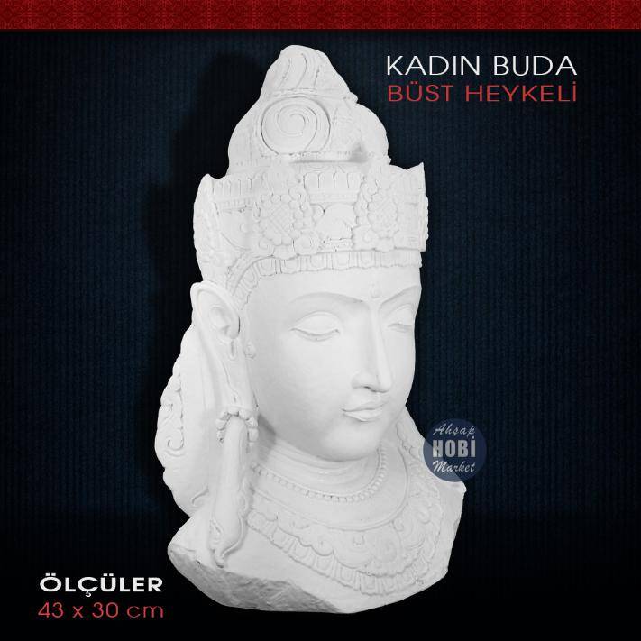 Buda Kadın Büst Heykeli (43x30cm) Ham Polyester - 2