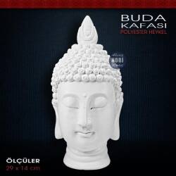 Buda Kafası Heykeli (29x14 cm) Ham Polyester - Tual Hobi Sanat