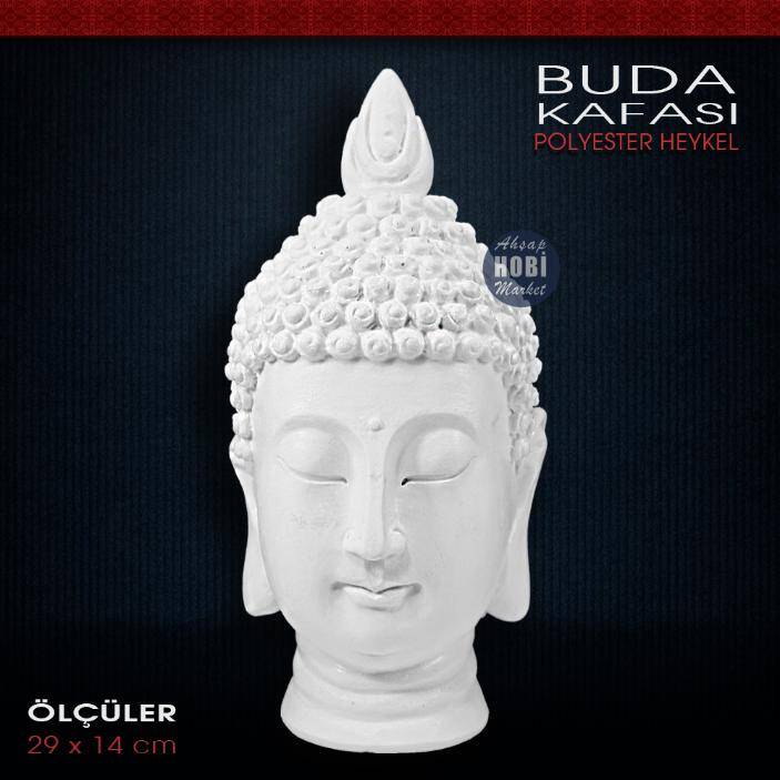 Buda Kafası Heykeli (29x14 cm) Ham Polyester - 1