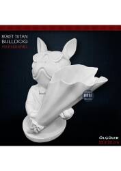 Buket Tutan Bulldog Köpek Vazo (23x20 cm) Ham Polyester - Tual Hobi Sanat (1)