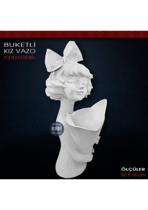 Buketli Kız Vazo (36x18 cm) Ham Polyester - 2