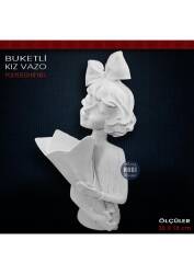 Buketli Kız Vazo (36x18 cm) Ham Polyester - Tual Hobi Sanat