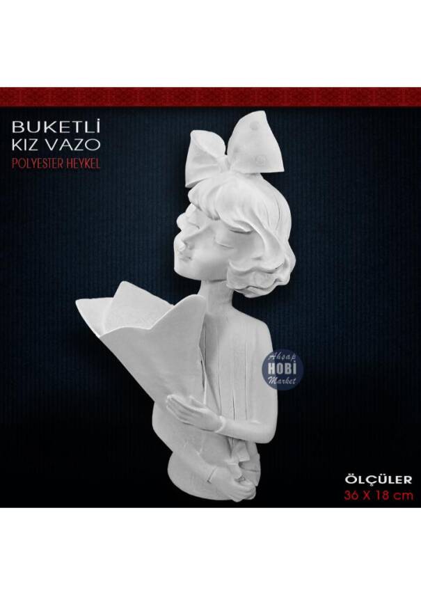 Buketli Kız Vazo (36x18 cm) Ham Polyester - 1