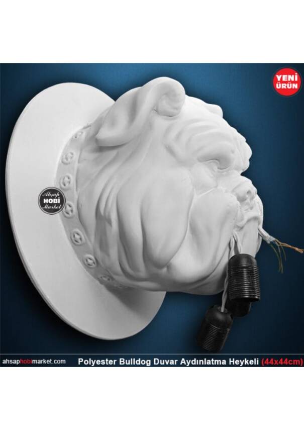 Bulldog Duvar Heykeli Dev Boy (42x35 cm) Ham Polyester - 2