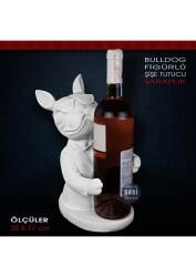 Bulldog Köpek Figürlü Şişe Tutucu Şaraplık (25x17 cm) Ham Polyester - Tual Hobi Sanat