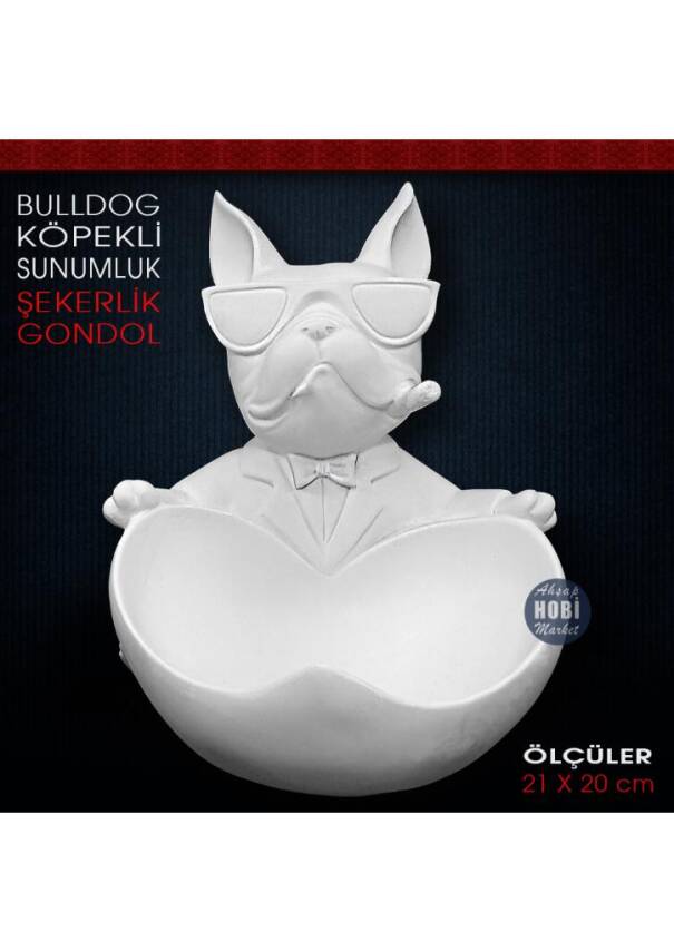 Bulldog Köpek Sunumluk Gondol (21x20 cm) Ham Polyester - 1