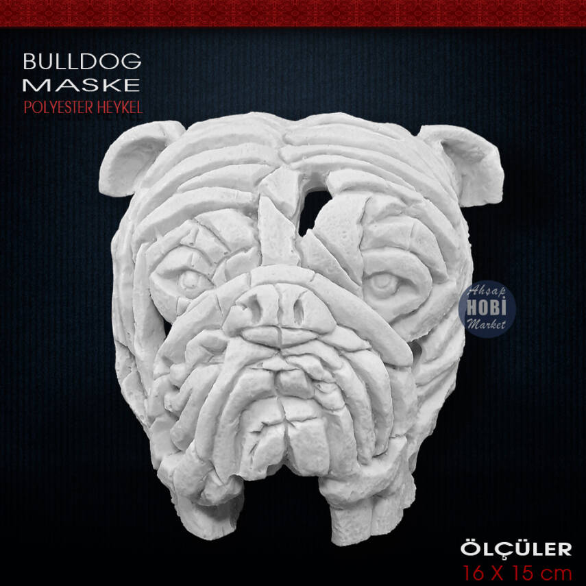 Bulldog Maske Biblo Heykeli (16x15 cm) Ham Polyester - 2