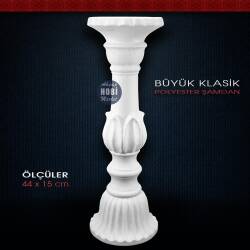 Büyük Klasik Şamdan Mumluk (44x15cm) Ham Polyester - Tual Hobi Sanat