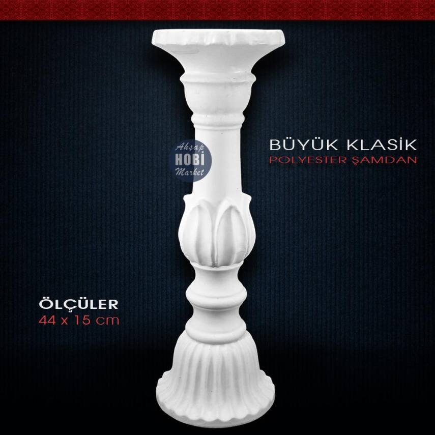 Büyük Klasik Şamdan Mumluk (44x15cm) Ham Polyester - 1