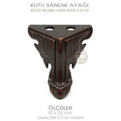 Büyük Kutu Sandık Ayağı Kelebek Model (40x35 mm) Antik Bakır - Tual Hobi Sanat