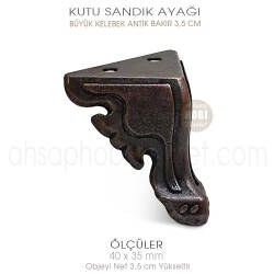 Büyük Kutu Sandık Ayağı Kelebek Model (40x35 mm) Antik Bakır - Tual Hobi Sanat (1)