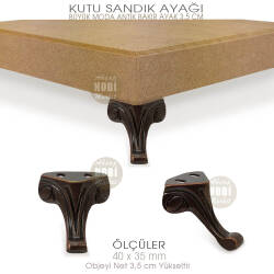 Büyük Kutu Sandık Ayağı Moda Model (40x35 mm) Antik Bakır - 4