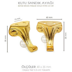 Büyük Kutu Sandık Ayağı Moda Model (40x35 mm) Parlak Gold - Tual Hobi Sanat (1)