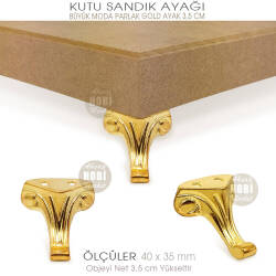 Büyük Kutu Sandık Ayağı Moda Model (40x35 mm) Parlak Gold - 4