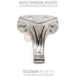 Büyük Kutu Sandık Ayağı Moda Model (40x35 mm) Parlak Gümüş - Tual Hobi Sanat