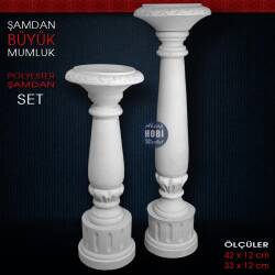 Büyük Mumluk Şamdan Set (2 Parça) Büyük Boy - Tual Hobi Sanat