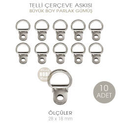 Büyük Telli Çerçeve Askısı 10 Adet (28x18 mm) Parlak Gümüş - Tual Hobi Sanat