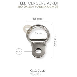 Büyük Telli Çerçeve Askısı 10 Adet (28x18 mm) Parlak Gümüş - Tual Hobi Sanat (1)