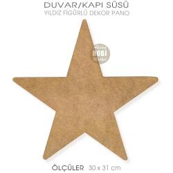 Büyük Yıldız Mdf Duvar Pano (30x31 cm) - Tual Hobi Sanat