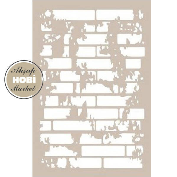 Cadence Beton Tuğla Karışık Desenli Stencil Şablon AS466 - 1