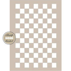 Cadence Büyük Kare Damalı Stencil Şablon (1,5cm) AS435 - Cadence