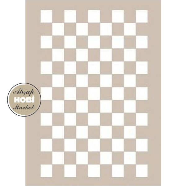 Cadence Büyük Kare Damalı Stencil Şablon (1,5cm) AS435 - 1
