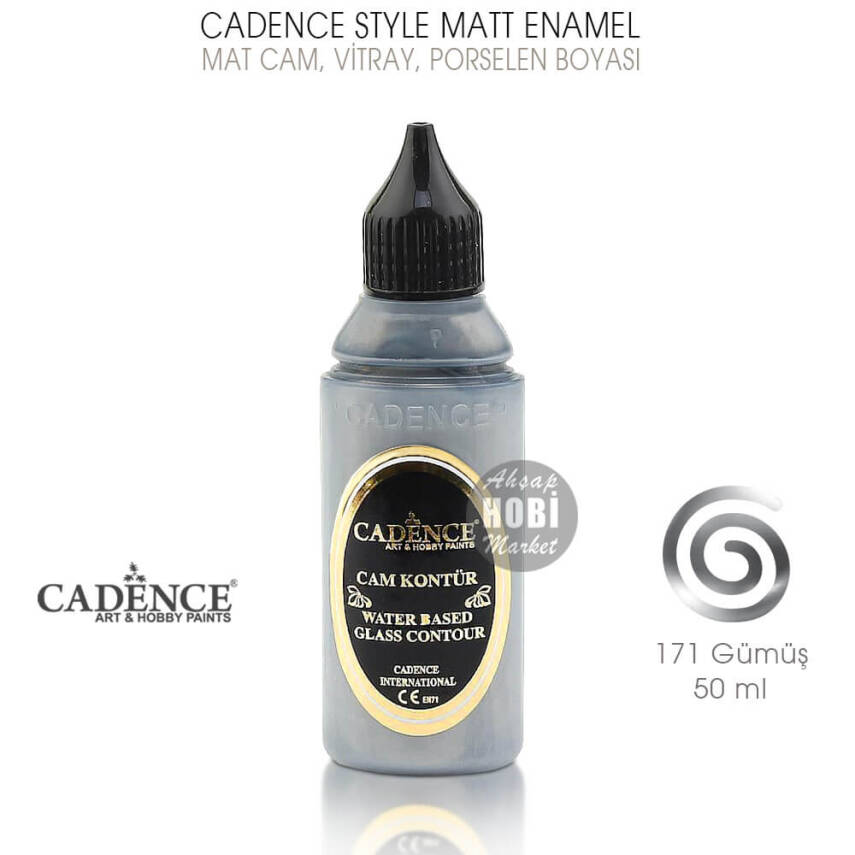 Cadence Cam Vitray Kontür Boyası 171 Gümüş Silver 50 ml - 1