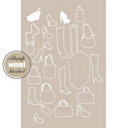 Cadence Çanta ve Ayakkabı Desenli Stencil Şablon AS456 - Cadence