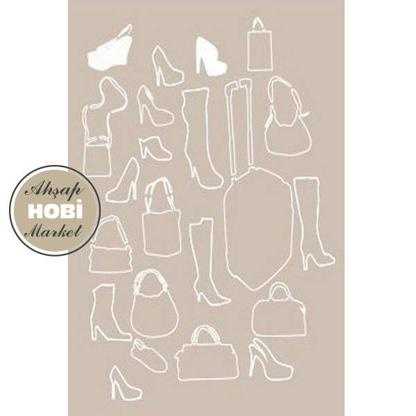 Cadence Çanta ve Ayakkabı Desenli Stencil Şablon AS456 - 1