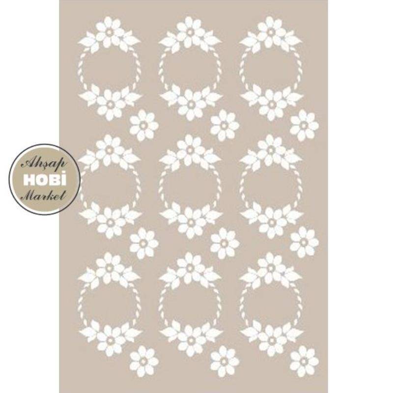 Cadence Çiçek Çemberi Desenli Stencil Şablon AS520 - 1