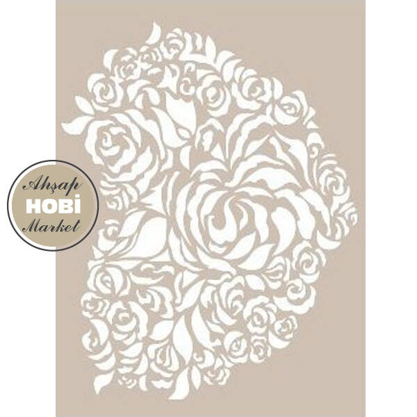 Cadence Çiçek Desenli Kalp Stencil Şablon AS484 - 1