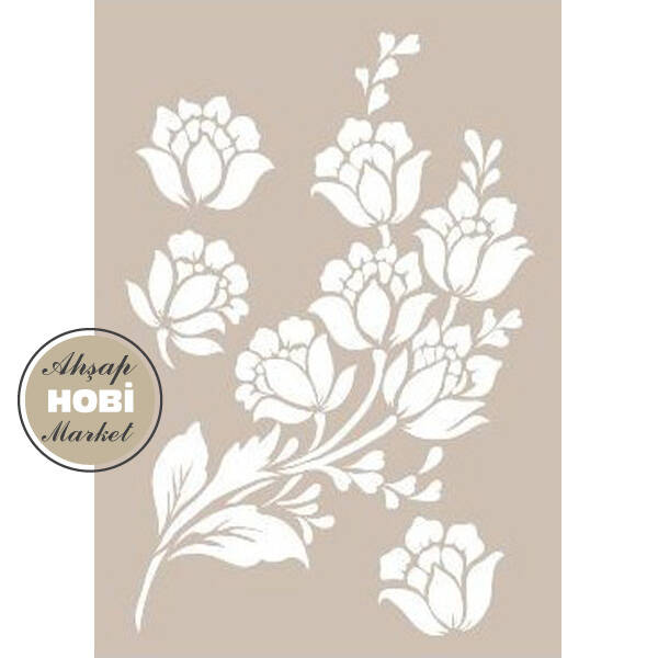 Cadence Çiçek Desenli Stencil Şablon AS482 - 1