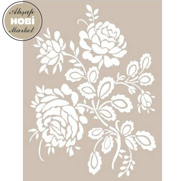Cadence Çiçek Desenli Stencil Şablon AS523 - 1