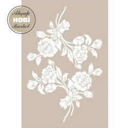 Cadence Çiçek Motifli Stencil Şablon AS450 - Cadence