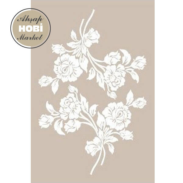 Cadence Çiçek Motifli Stencil Şablon AS450 - 1