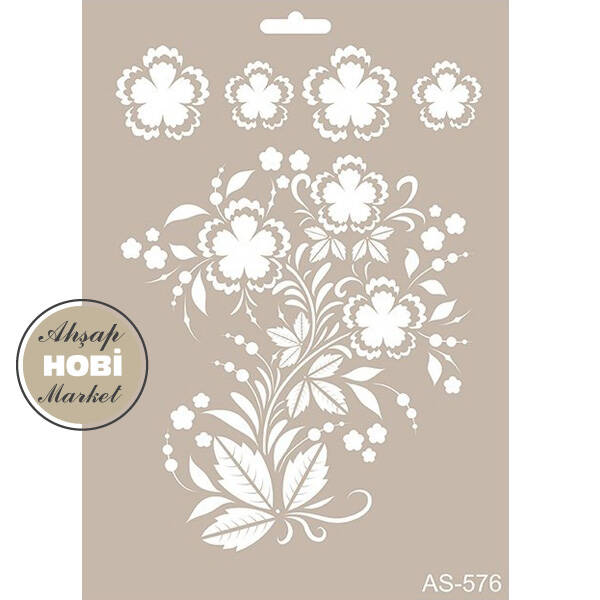 Cadence Çiçek Motifli Stencil Şablon AS576 - 1