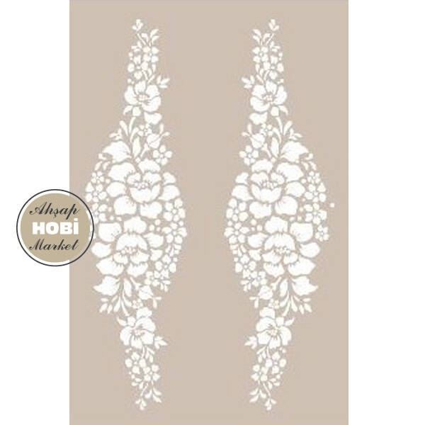 Cadence Çiçek Şeridi Stencil Şablon AS479 - 1
