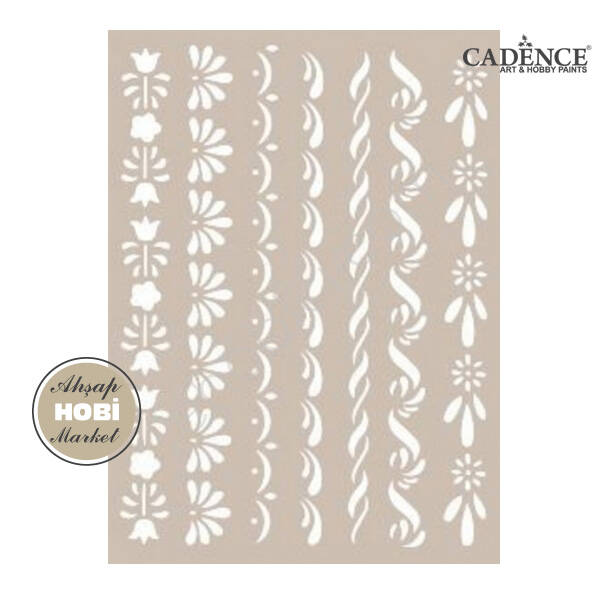 Cadence Çiçek Şeritli Stencil Şablon AS402 - 1