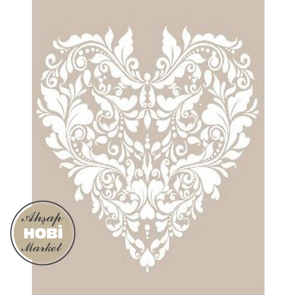Cadence Çiçekli Kalp Stencil Şablon AS477 - 1