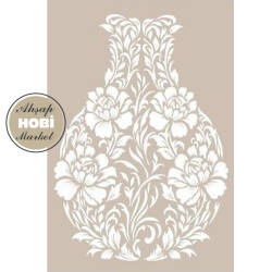 Cadence Çiçekli Vazo Temalı Stencil Şablon AS481 - Cadence