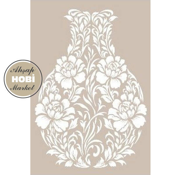 Cadence Çiçekli Vazo Temalı Stencil Şablon AS481 - 1