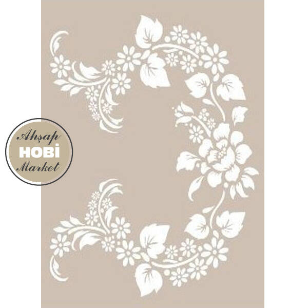 Cadence Çiçekli ve Yaprak Desenli Stencil Şablon AS480 - 1