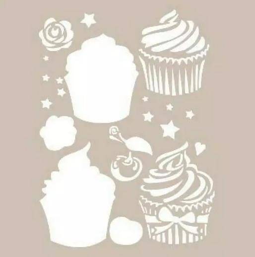 Cadence Cupcake Desenli Stencil Şablon AS469 - 1