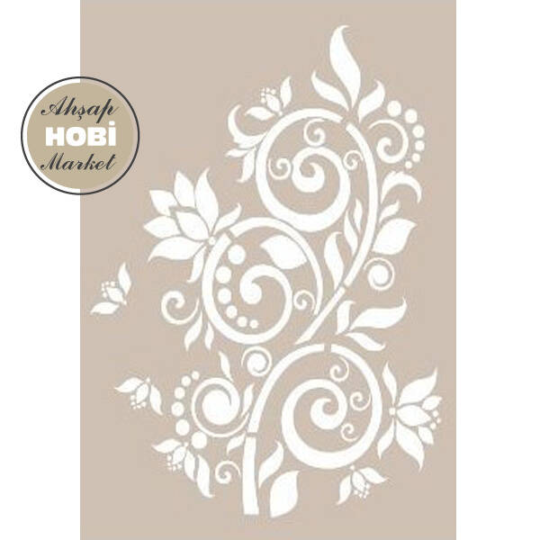 Cadence Dallı Çiçekli Stencil Şablon AS475 - 1