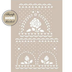 Cadence Dantelli Güllü Stencil Şablon AS427 - Cadence