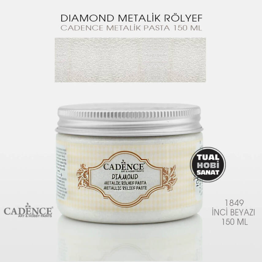 Cadence Diamond Metalik Rölyef Pasta 1849 İnci Beyazı - 1
