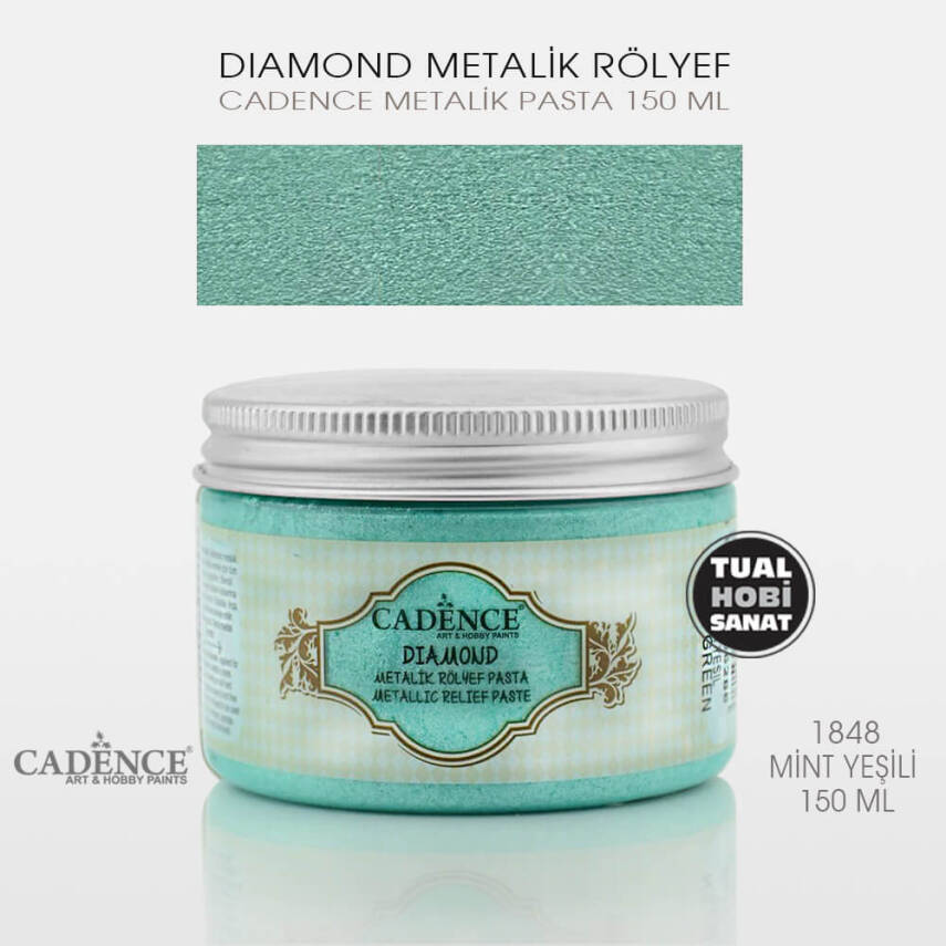 Cadence Diamond Metalik Rölyef Pasta 1848 Mint Yeşili - 1